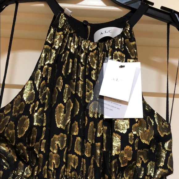 A.L.C Black and Golden Leopard Rosa midi dress - Picture 9 of 12